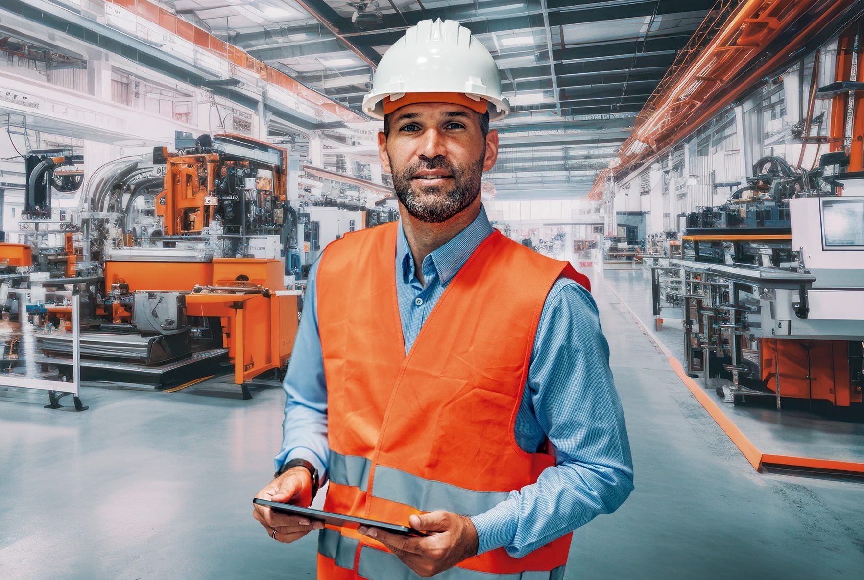 Profissional de segurança do trabalho em ambiente industrial